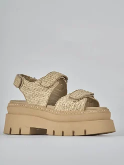 Sandali tacco 1cm pelle beige