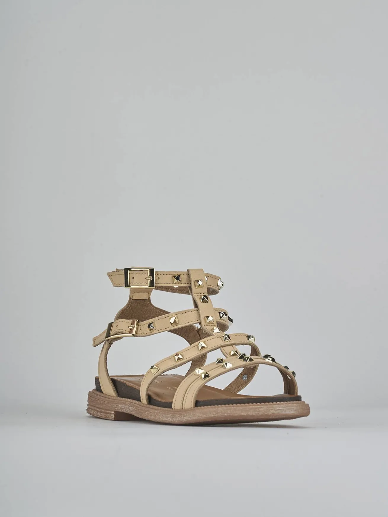 Sandali tacco 2cm pelle beige