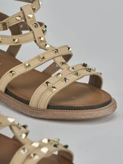 Sandali tacco 2cm pelle beige