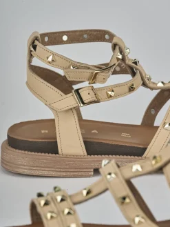 Sandali tacco 2cm pelle beige