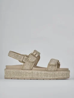 Sandali tacco 1cm pelle beige