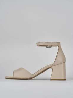 Sandali tacco 7cm pelle beige