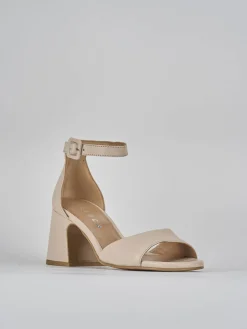 Sandali tacco 7cm pelle beige