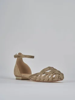 Sandali tacco 1cm pelle beige