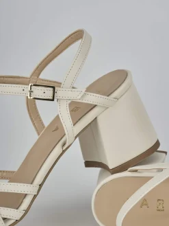 Sandali tacco 5cm pelle beige