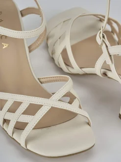 Sandali tacco 5cm pelle beige