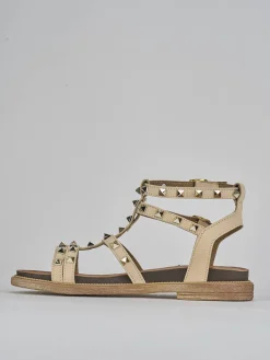 Sandali tacco 2cm pelle beige