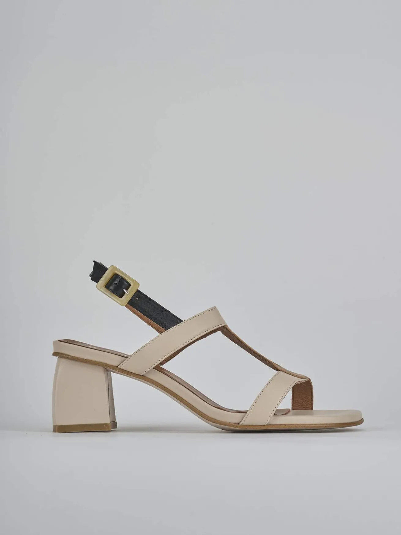 Sandali tacco 5cm pelle beige