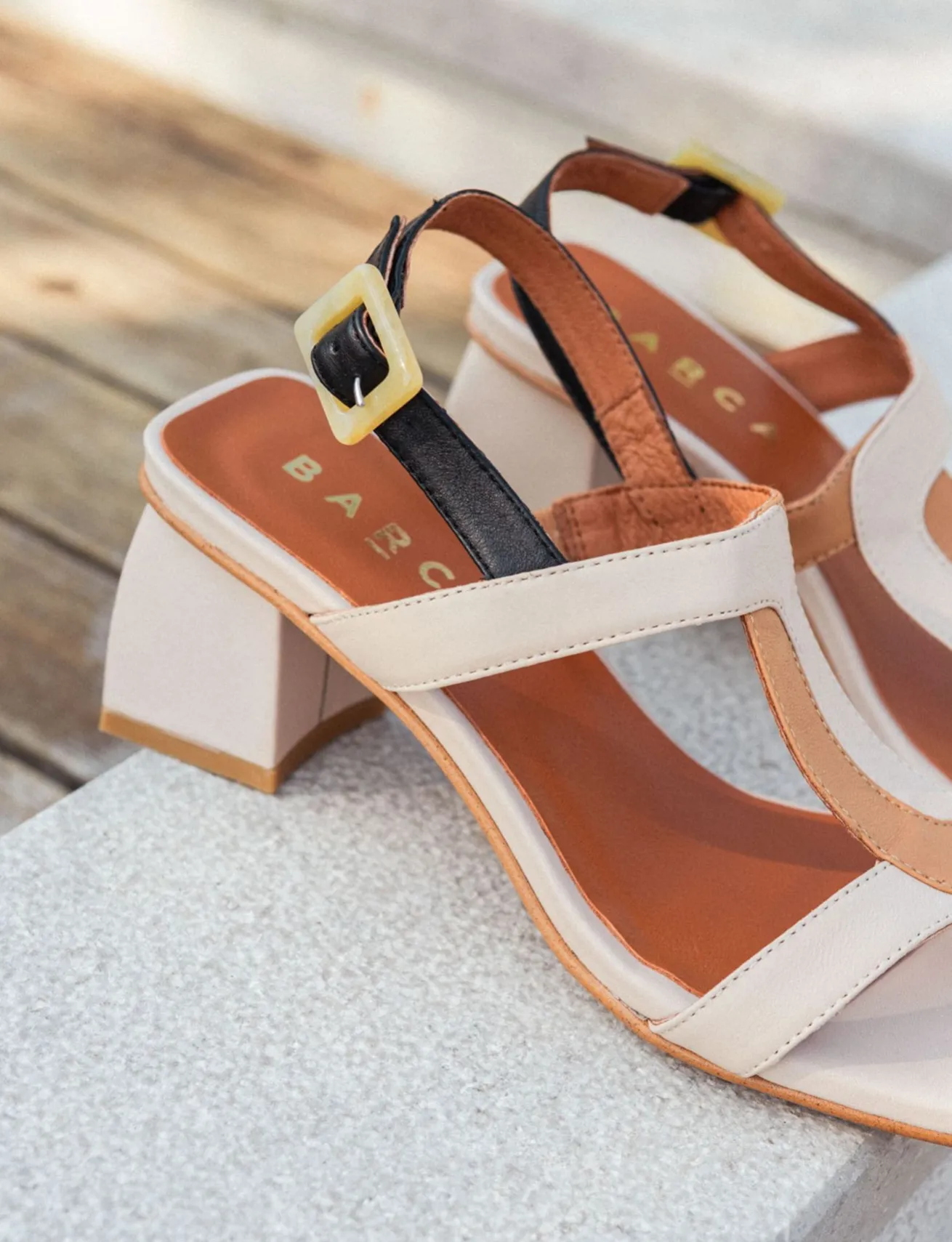 Sandali tacco 5cm pelle beige