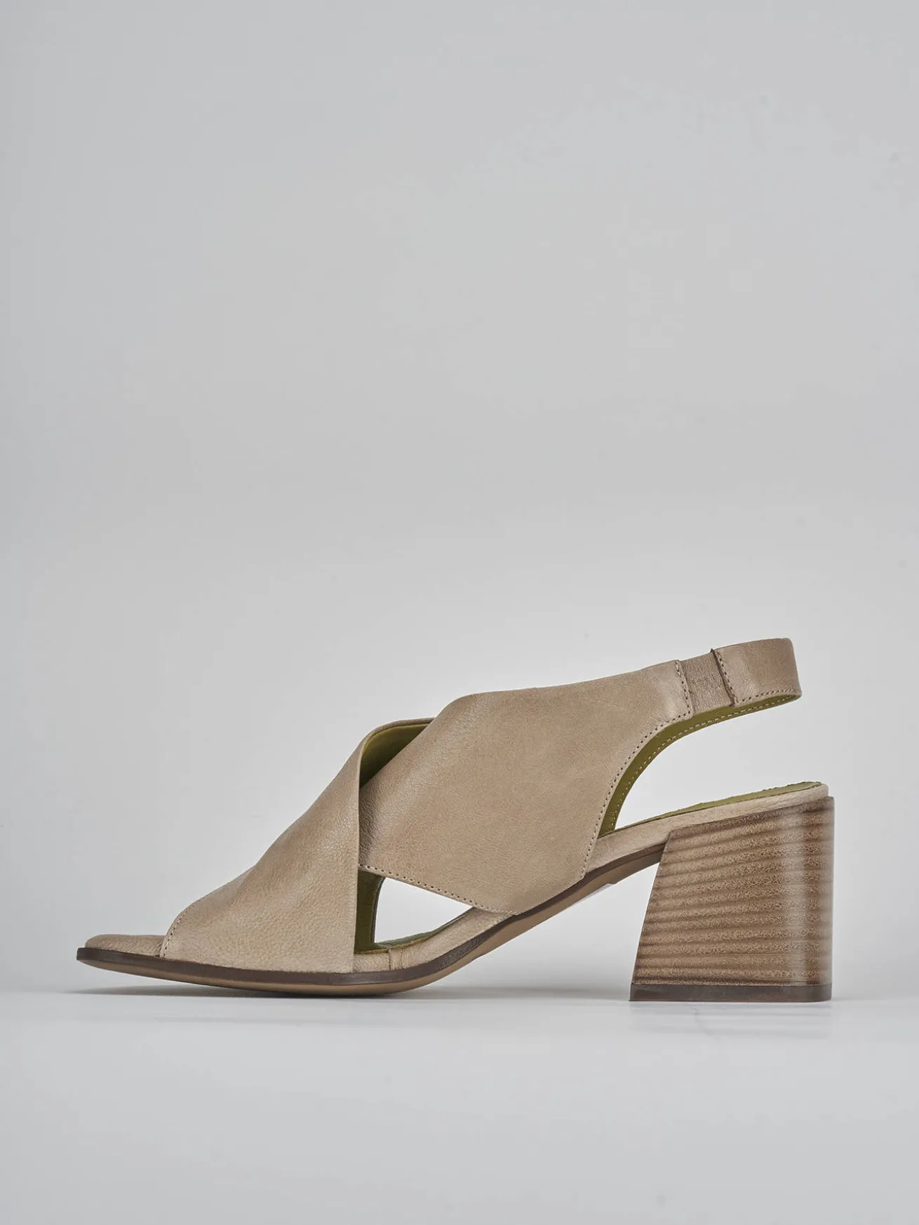 Sandali tacco 5cm pelle beige