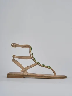 Sandali tacco 1cm pelle beige