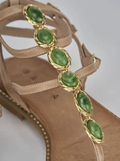 Sandali tacco 1cm pelle beige