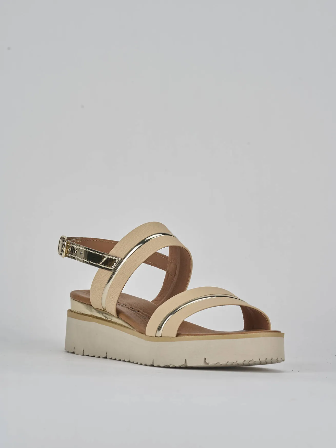 Sandali tacco 3cm pelle beige