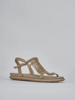 Sandali tacco 1cm pelle beige