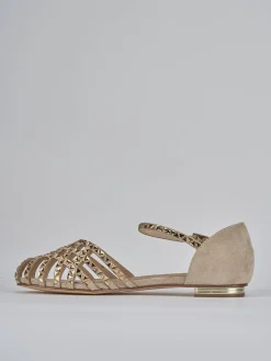 Sandali tacco 1cm pelle beige