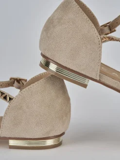 Sandali tacco 1cm pelle beige