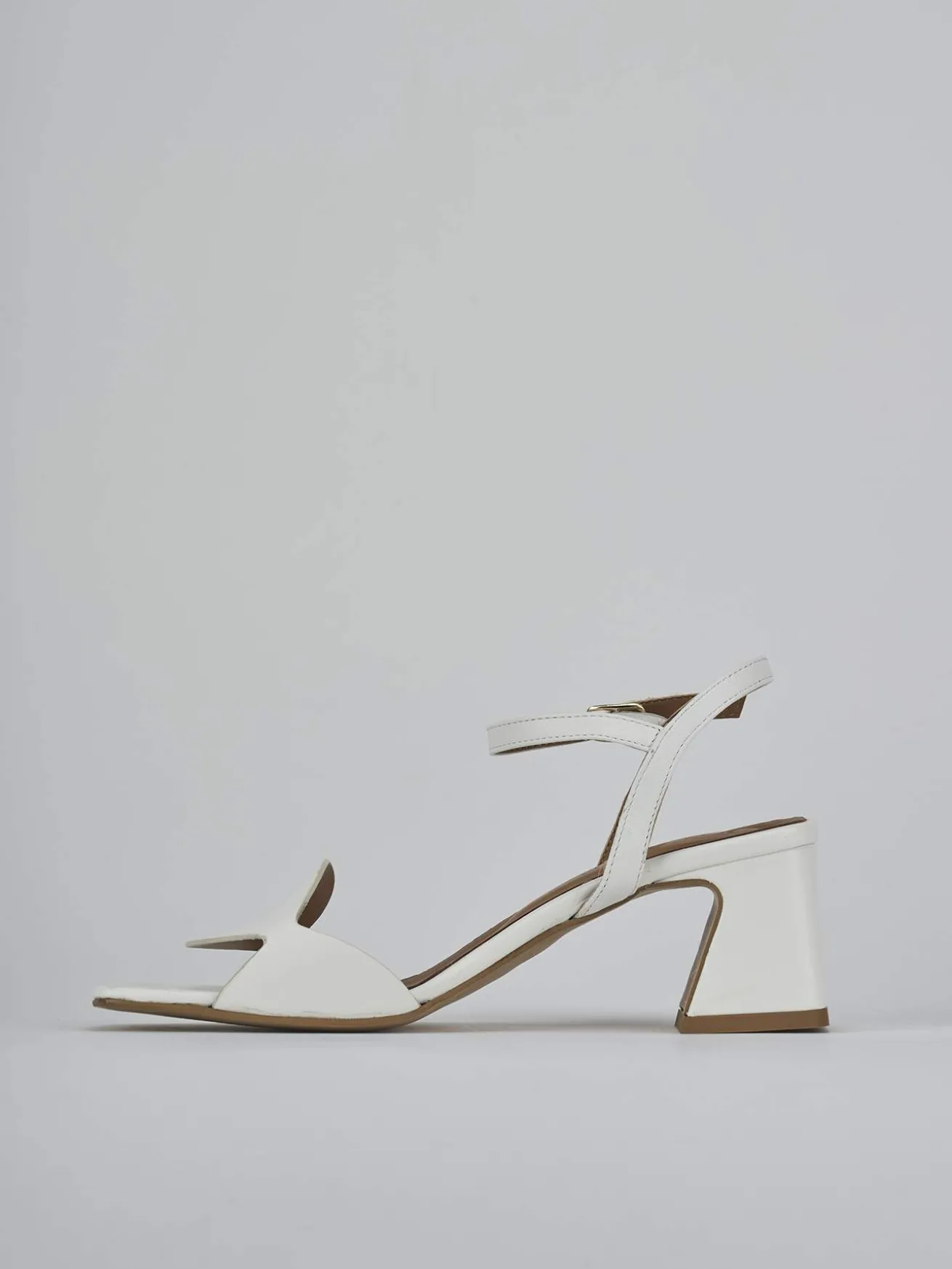 Sandali tacco 5cm pelle bianco