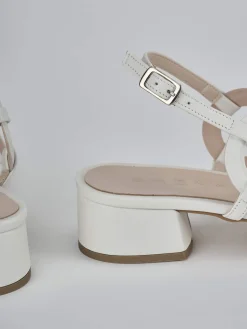 Sandali tacco 3cm pelle bianco