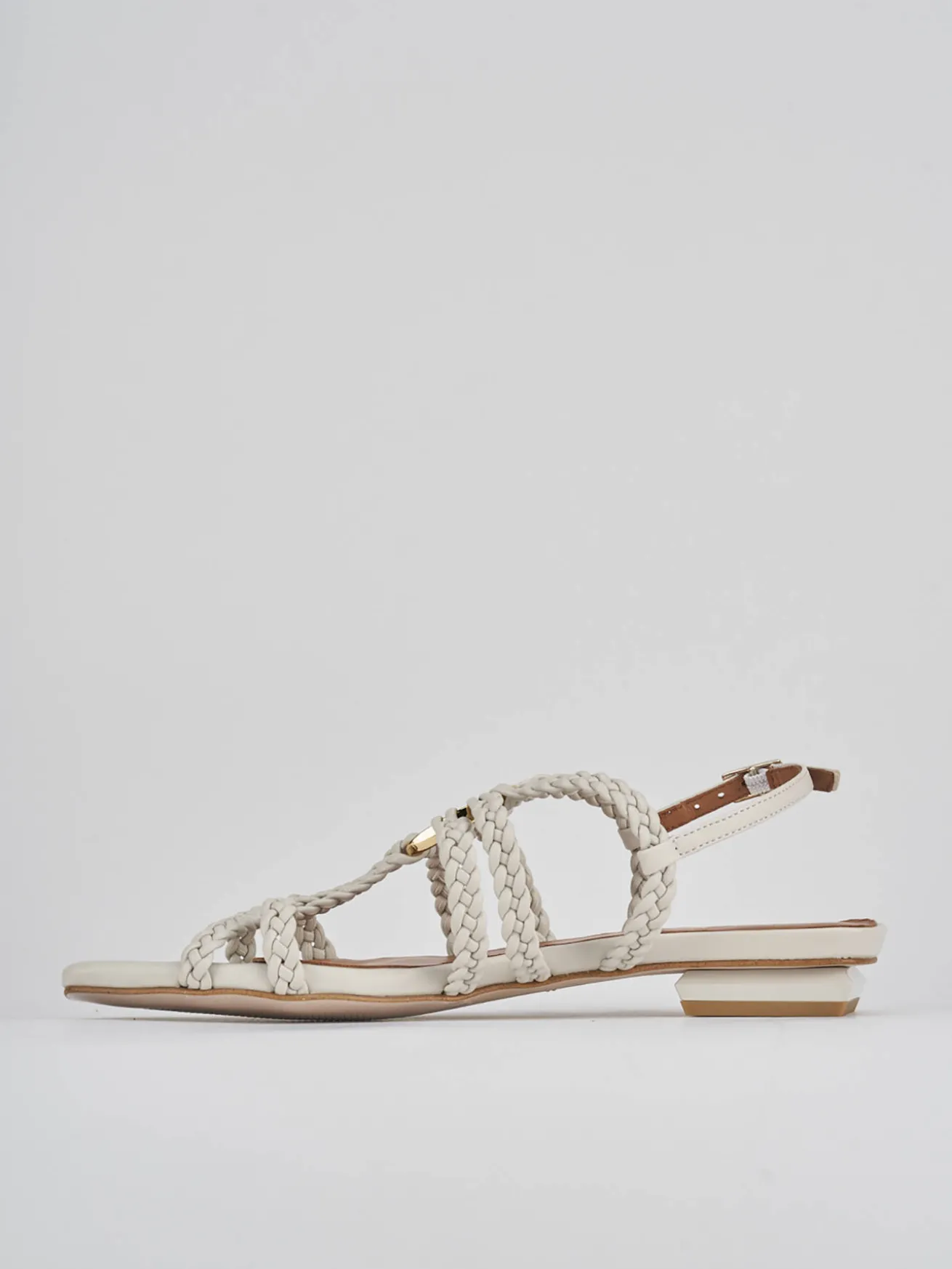 Sandali tacco 1cm pelle bianco