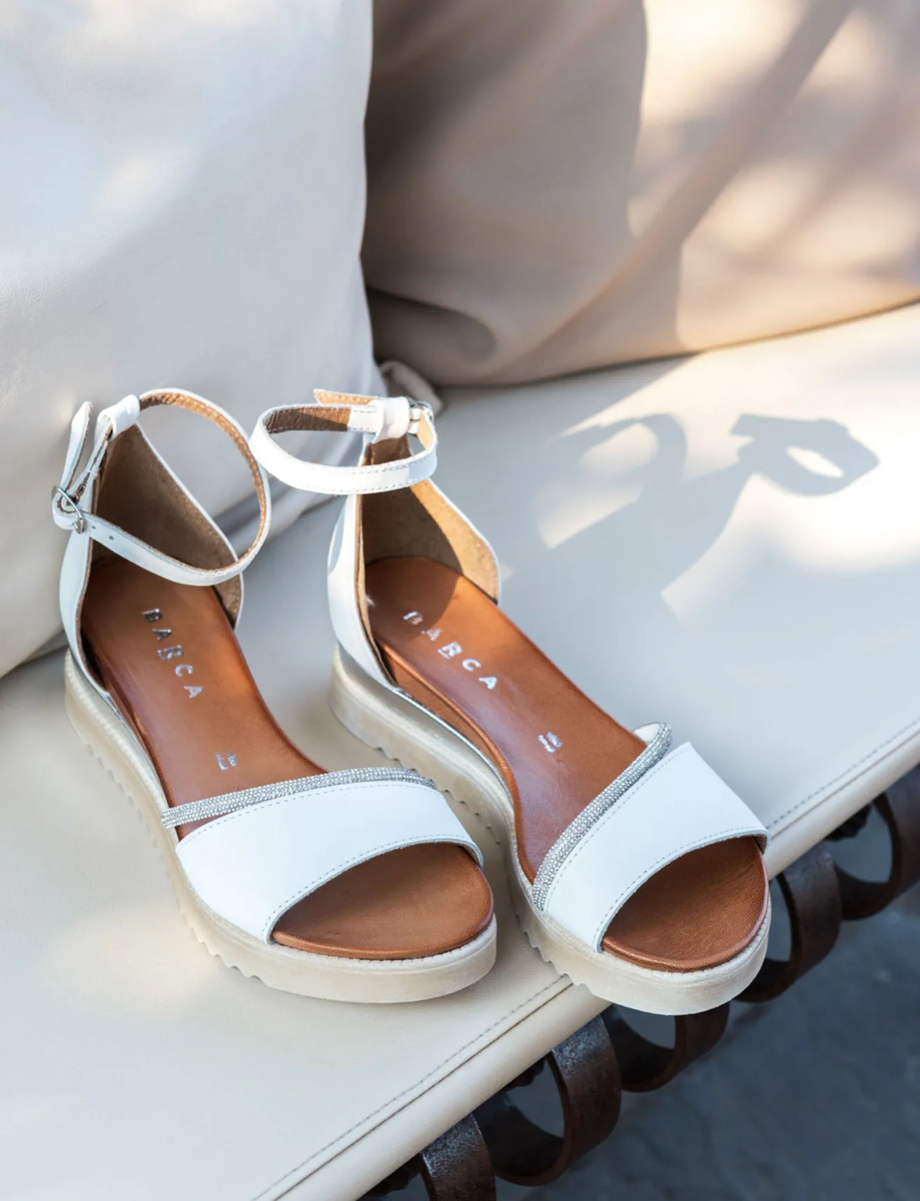 Sandali tacco 2cm pelle bianco