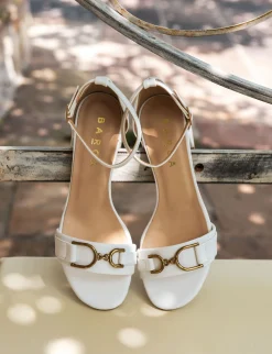 Sandali tacco 5cm pelle bianco