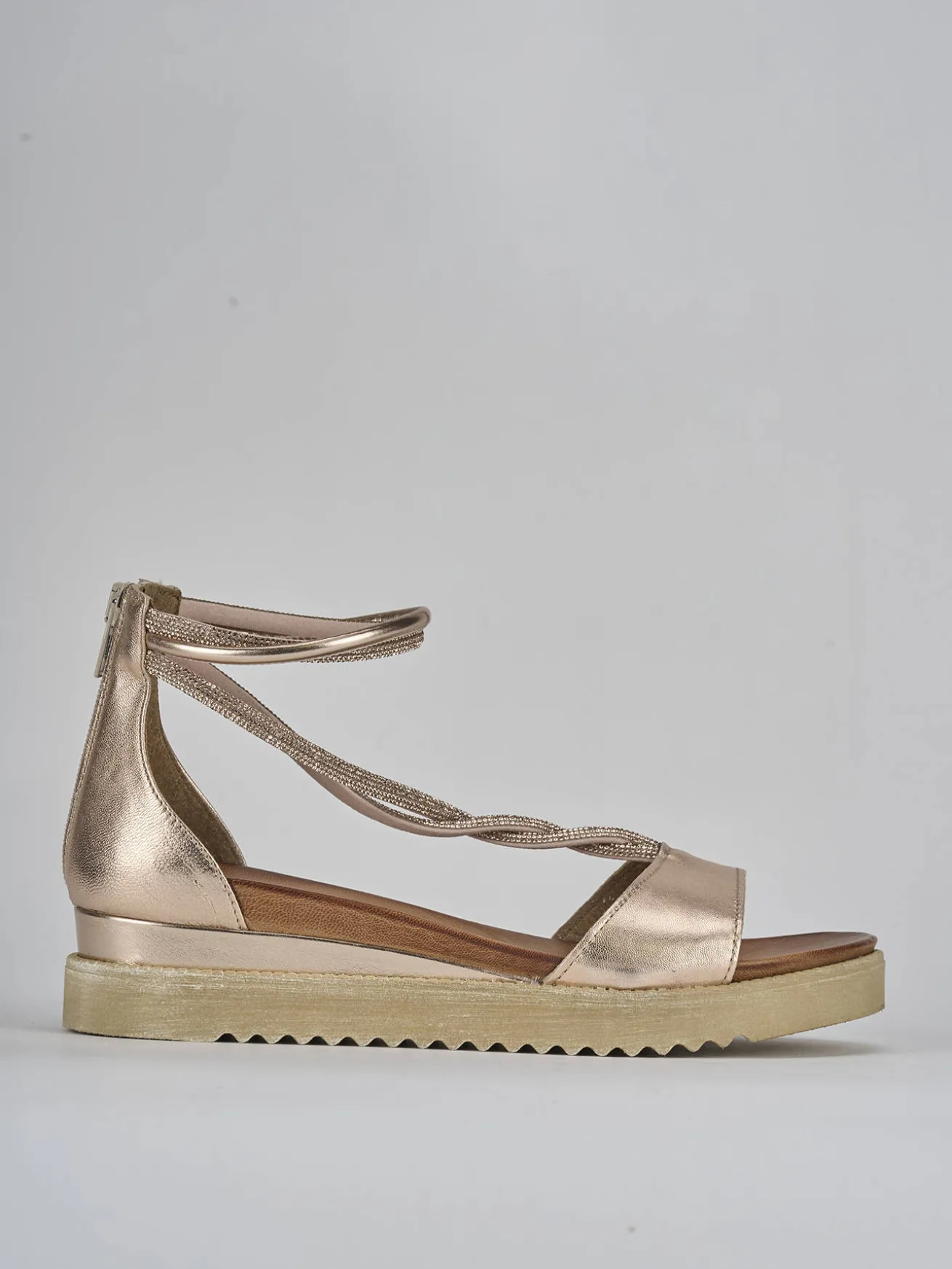 Sandali tacco 3cm pelle bronzo