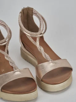 Sandali tacco 3cm pelle bronzo