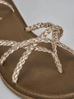 Sandali tacco 1cm pelle bronzo