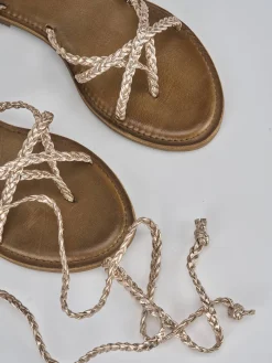 Sandali tacco 1cm pelle bronzo