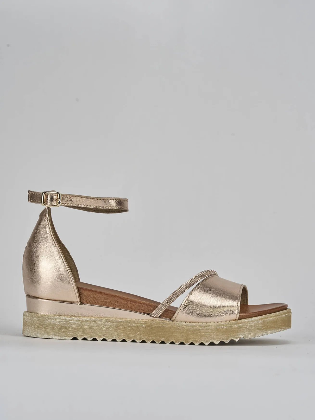 Sandali tacco 2cm pelle bronzo