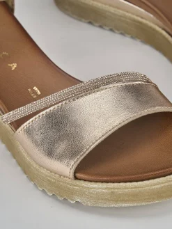 Sandali tacco 2cm pelle bronzo