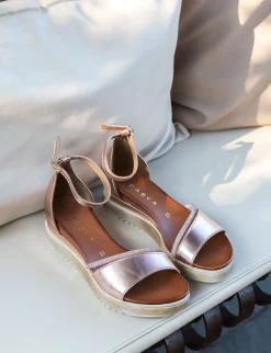 Sandali tacco 2cm pelle bronzo