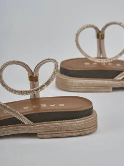 Sandali tacco 2cm pelle bronzo