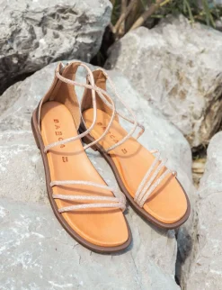 Sandali tacco 1cm pelle bronzo