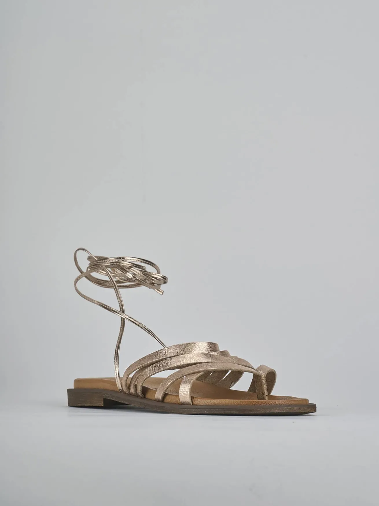 Sandali tacco 1cm pelle bronzo