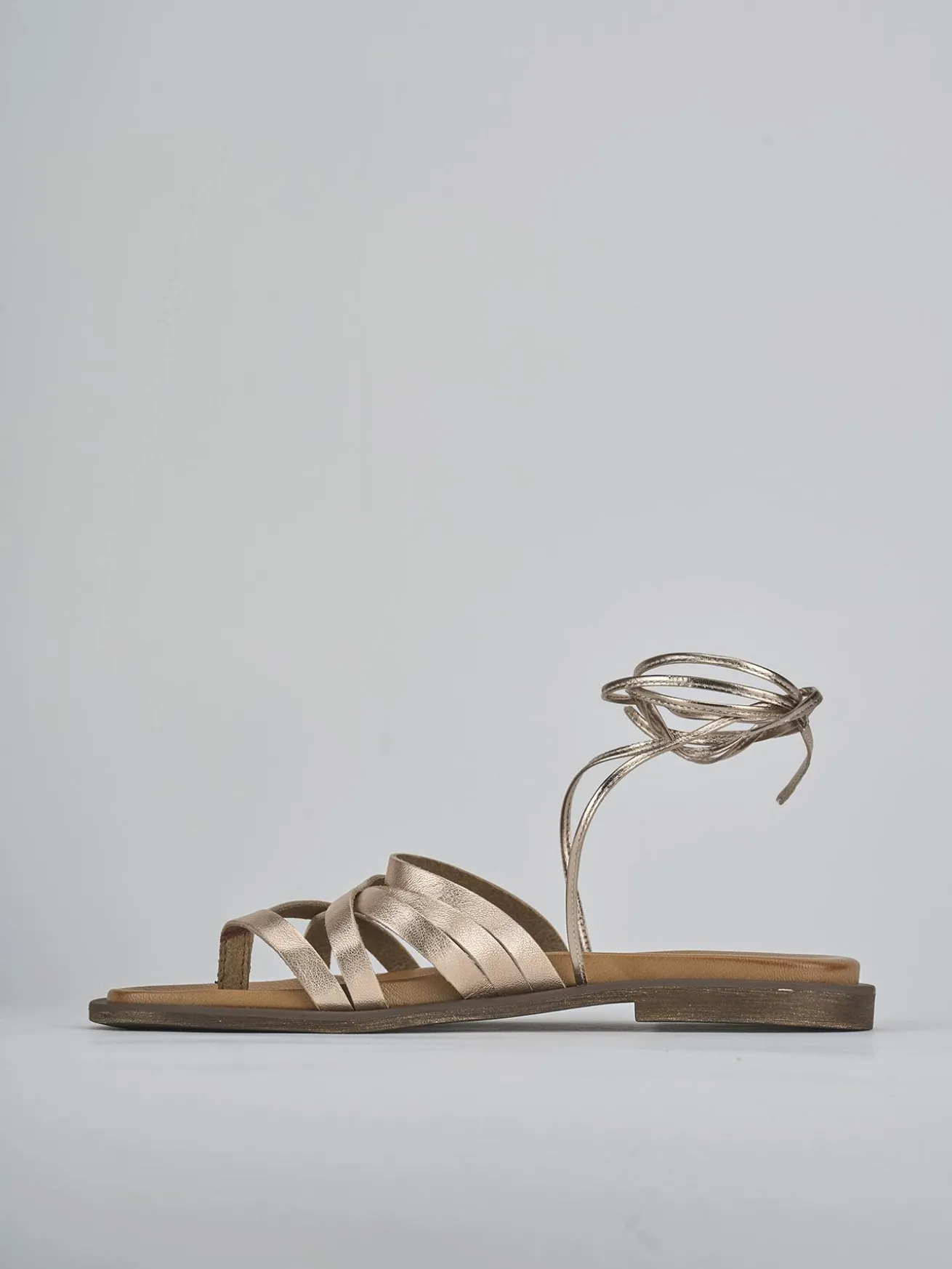 Sandali tacco 1cm pelle bronzo