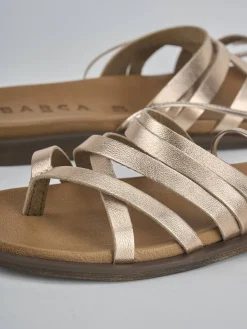 Sandali tacco 1cm pelle bronzo