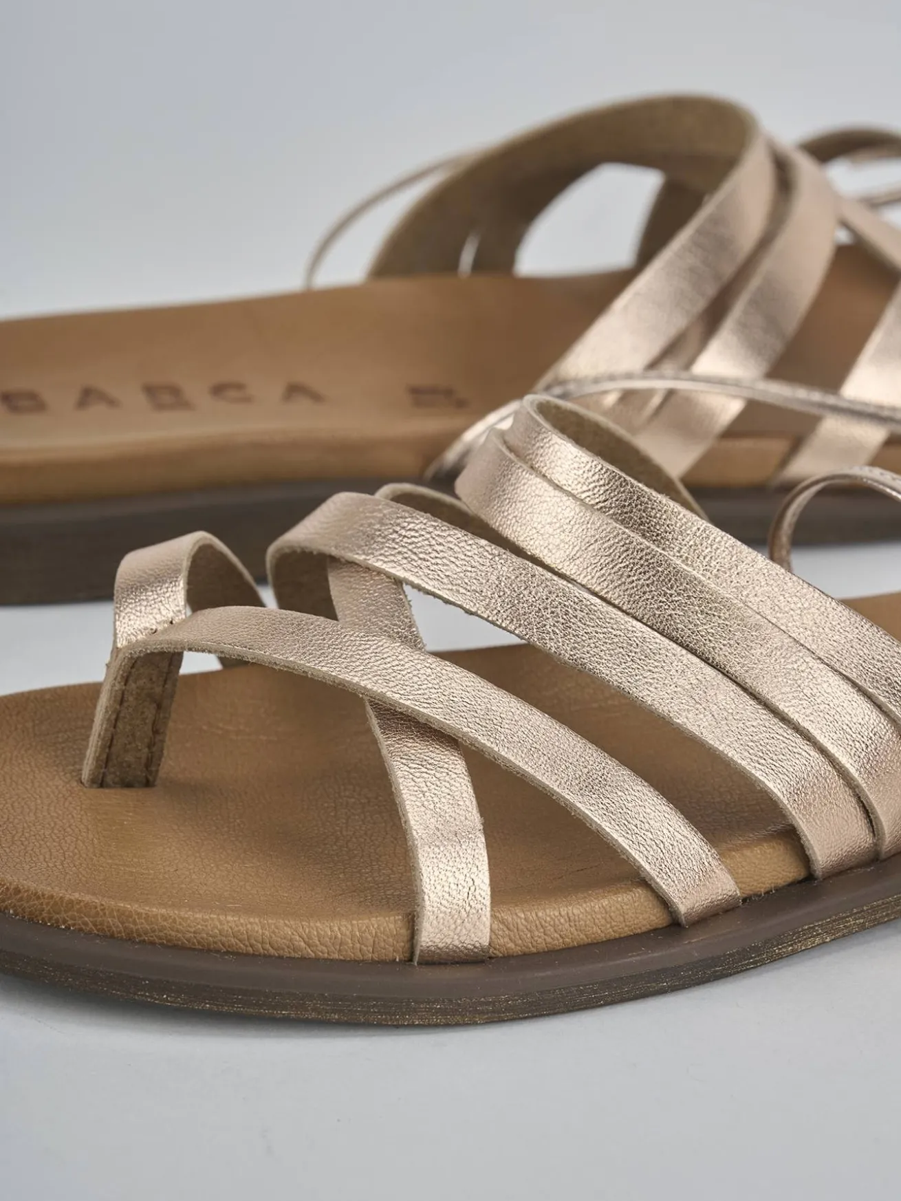 Sandali tacco 1cm pelle bronzo