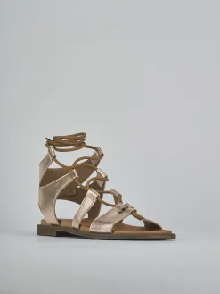 Sandali tacco 1cm pelle bronzo