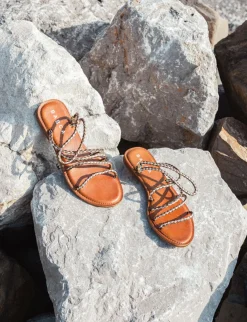 Sandali tacco 1cm pelle bronzo