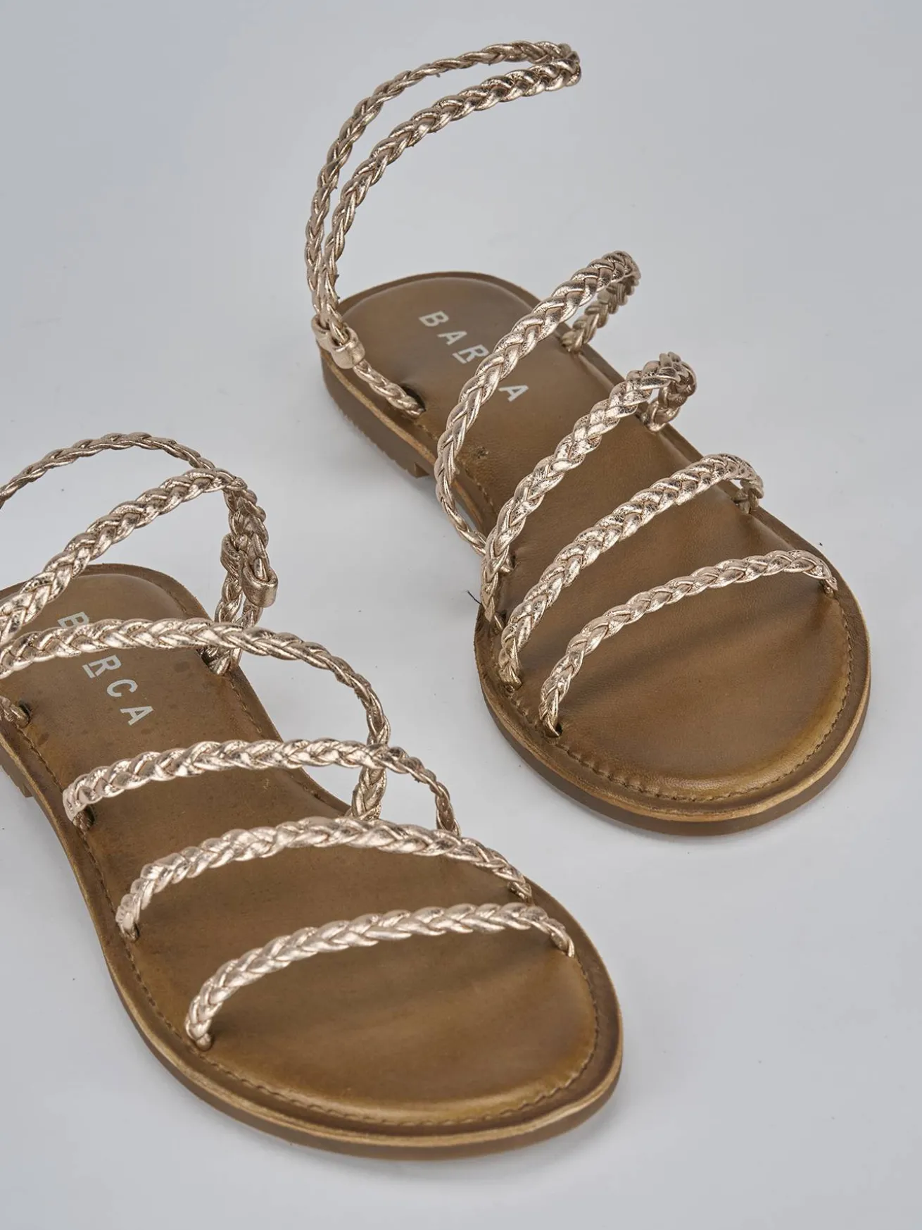 Sandali tacco 1cm pelle bronzo