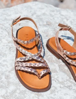 Sandali tacco 1cm pelle bronzo