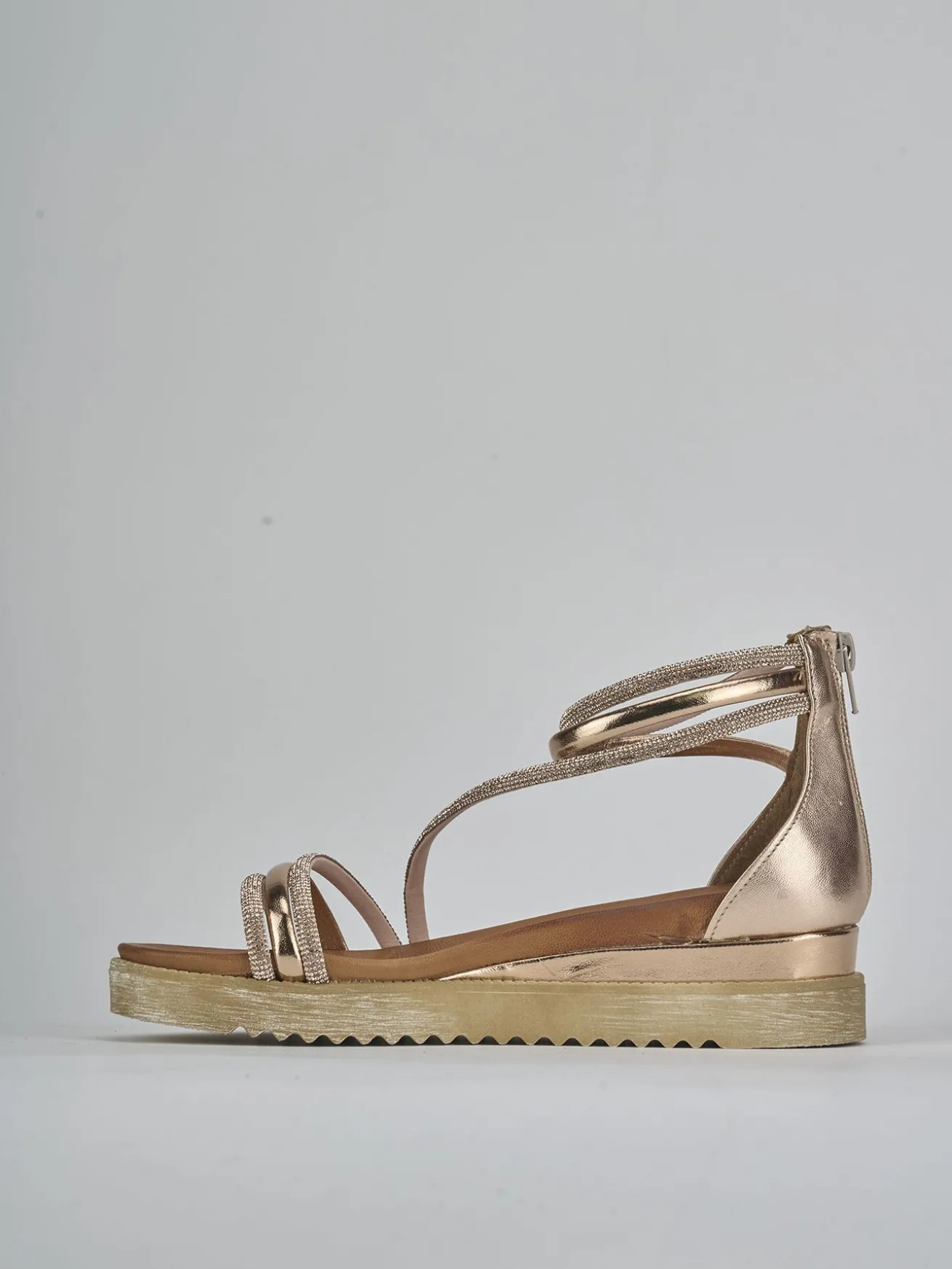 Sandali tacco 2cm pelle bronzo