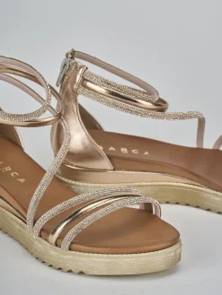 Sandali tacco 2cm pelle bronzo