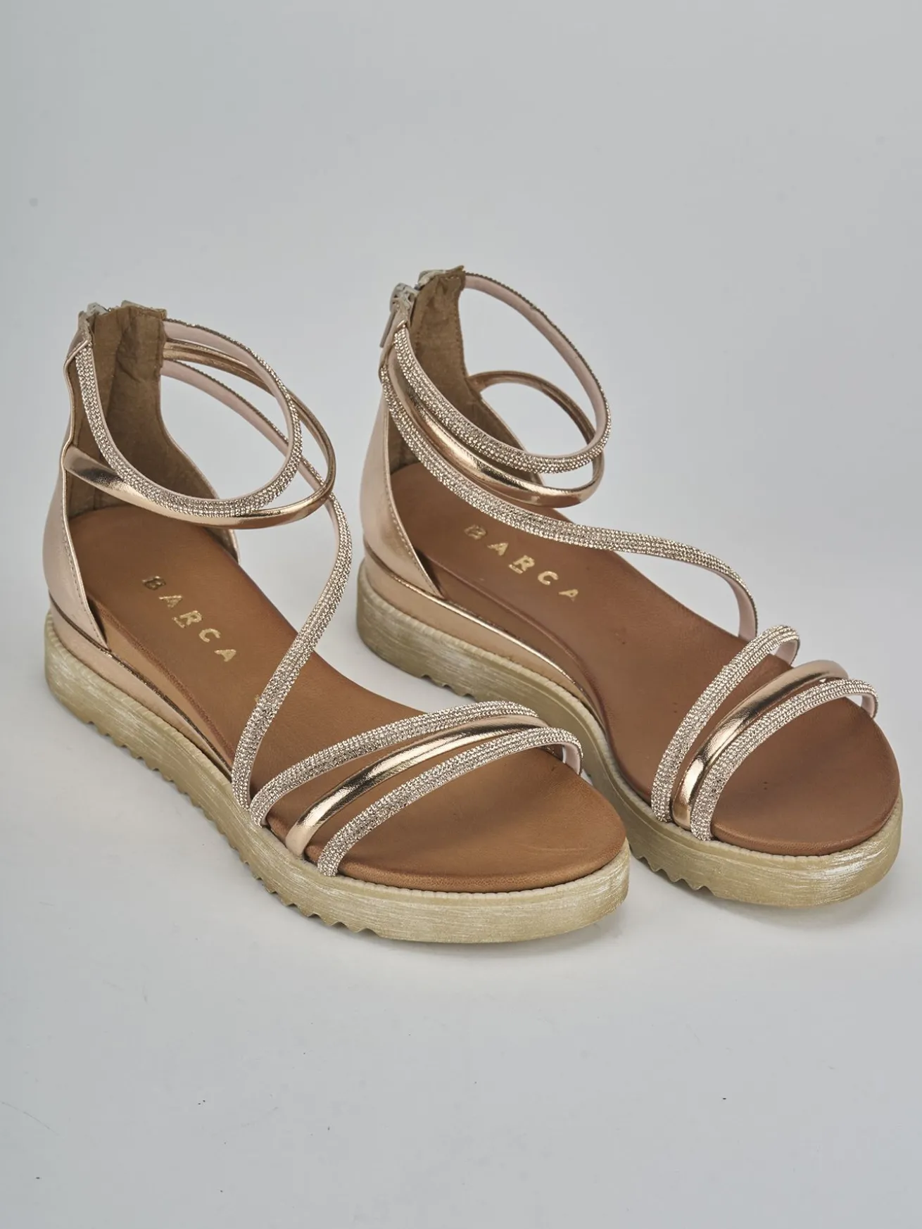 Sandali tacco 2cm pelle bronzo