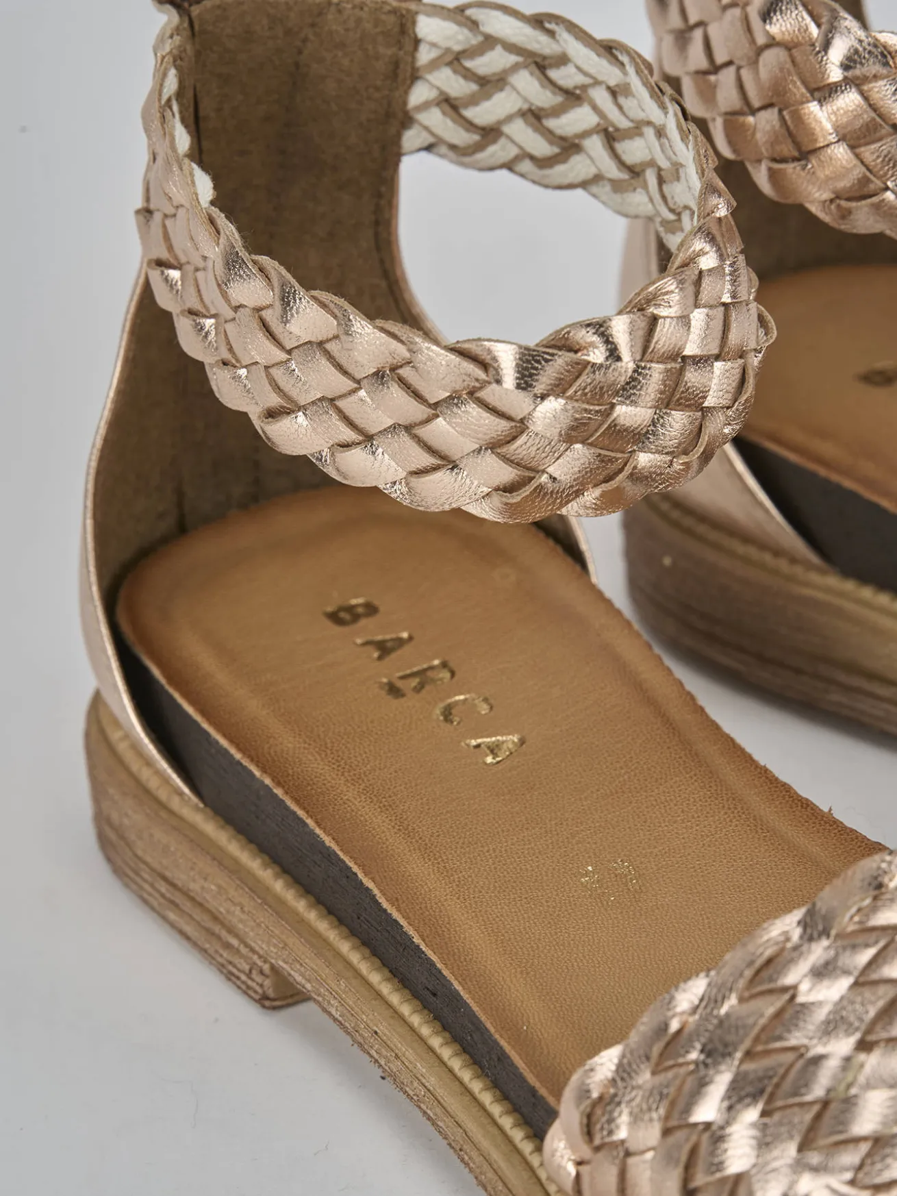 Sandali tacco 1cm pelle bronzo