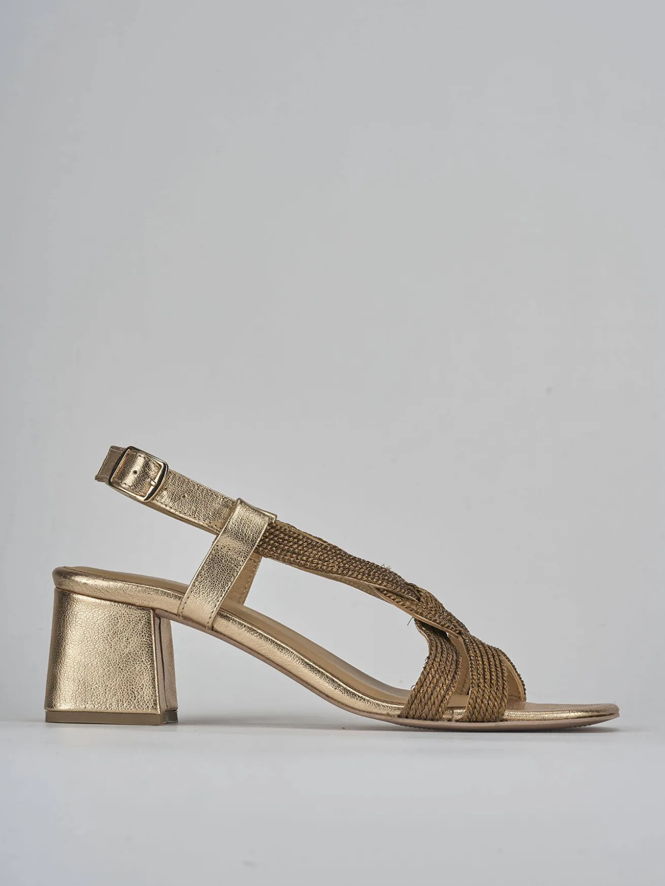 Sandali tacco 5cm pelle bronzo