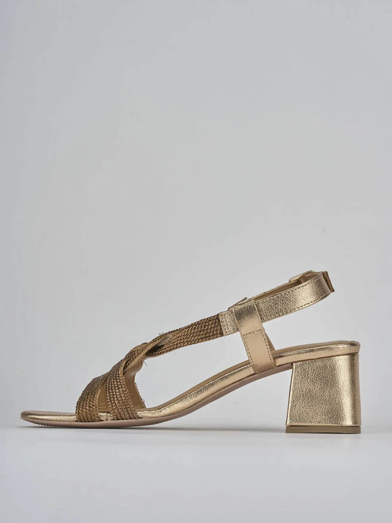 Sandali tacco 5cm pelle bronzo