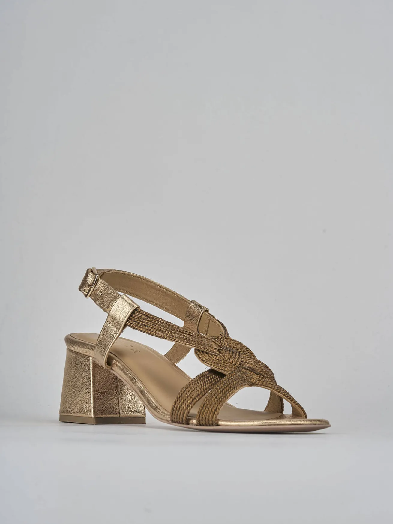 Sandali tacco 5cm pelle bronzo