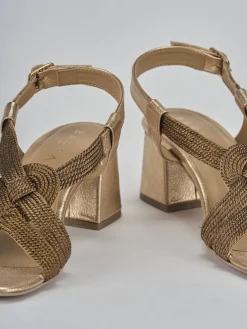 Sandali tacco 5cm pelle bronzo